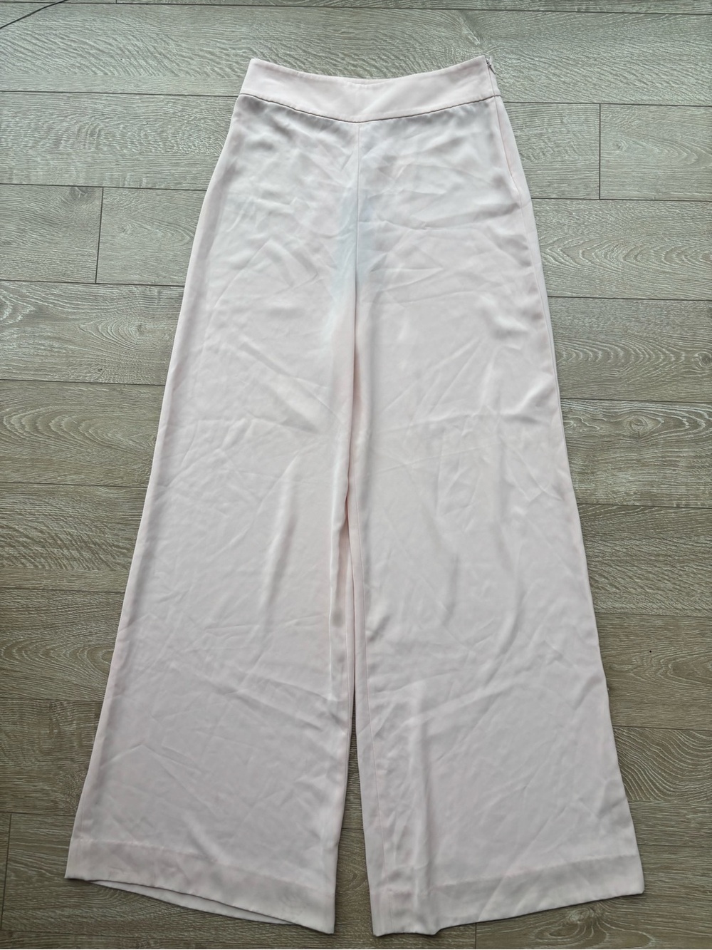 AQ/AQ Belair Trousers | UK 12 / US 8 | Pale Blush Peach High-Waist Wide-Leg — NW